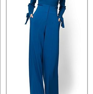 Teal blue palazzo paperbag highwaisted pants..